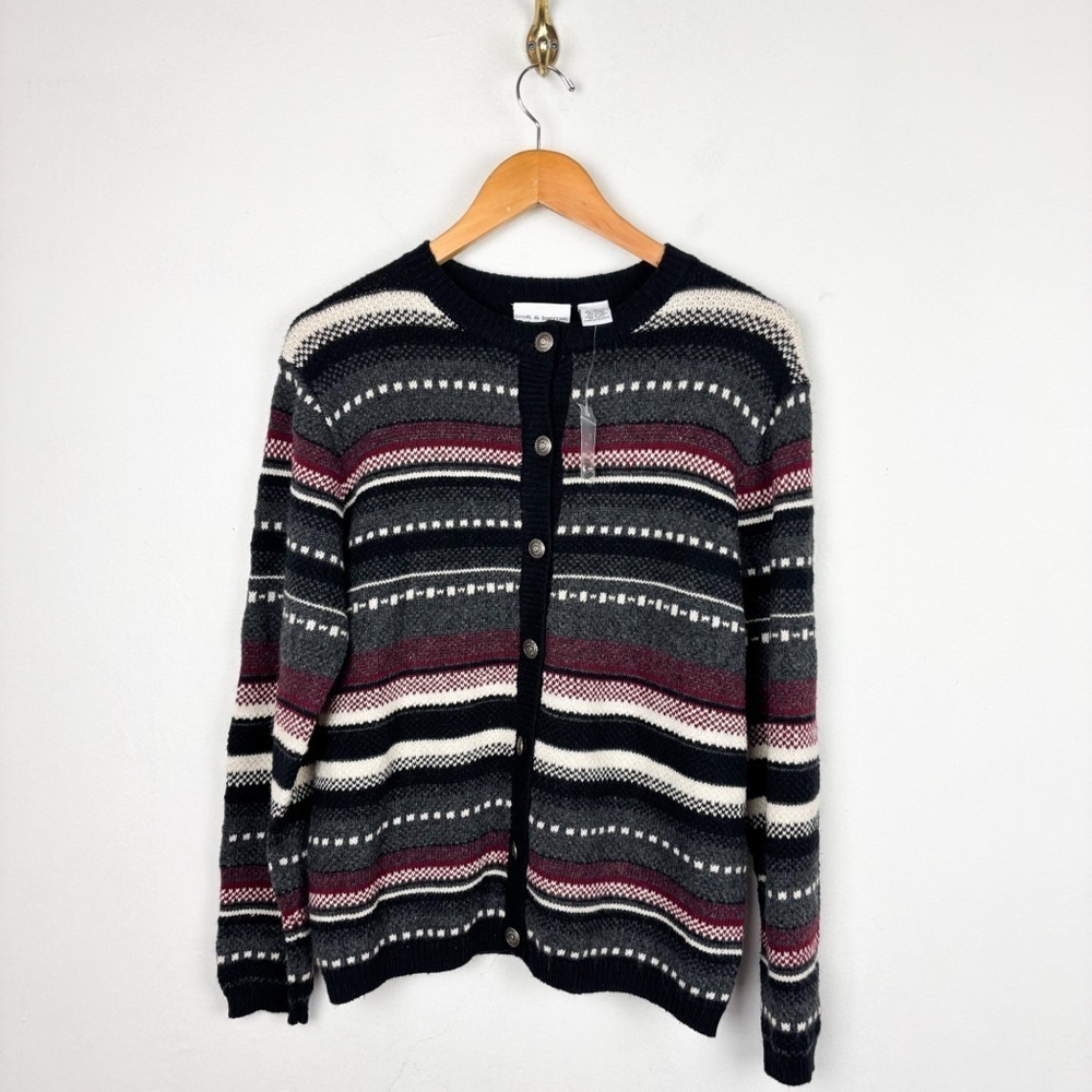 NWT Croft & Borrow Striped Button Down Knit Cardigan Sz M